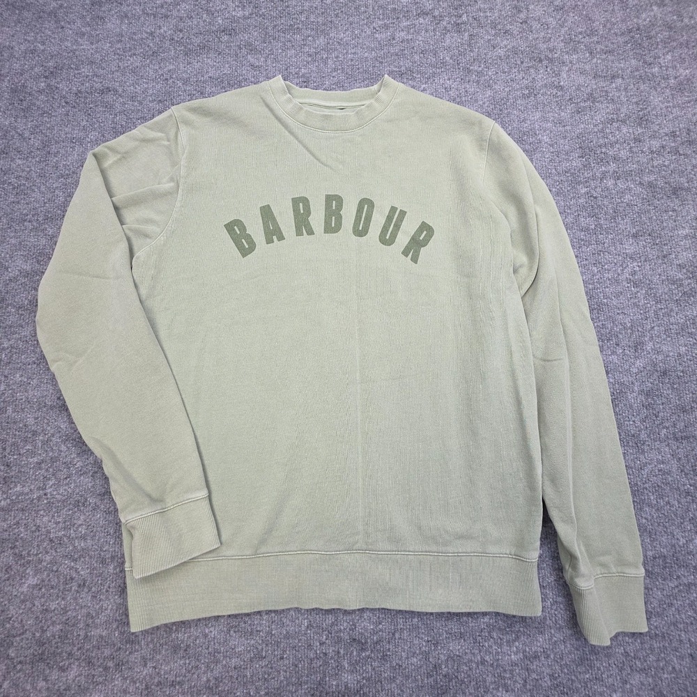 Barbour Wash Prep Logo Mens Sweatshirt Size Medium Green Spellout